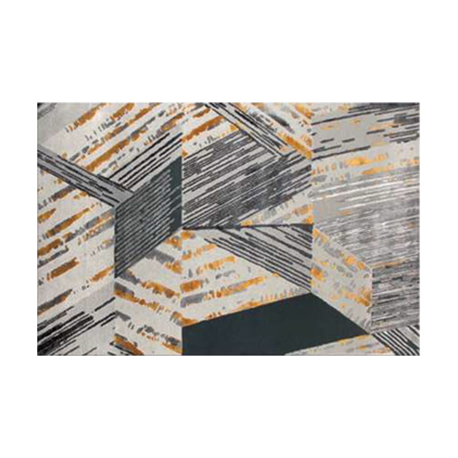 Hand-Tufted Geometric Slate & Gold Wool Rug – Luxury Modern Textured Designer Carpet by Room Rituals | Living Room & Bedroom Rug