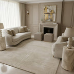 Hand-Tufted Textured Ivory Wool Rug – Luxury Minimal Modern Carpet by Room Rituals | Living Room & Bedroom Floor Rug