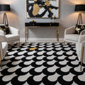 Hand-Tufted Black & White Modern Pattern Wool Rug with Gold Accent – Luxury Designer Carpet by Room Rituals | Living Room & Lounge Rug