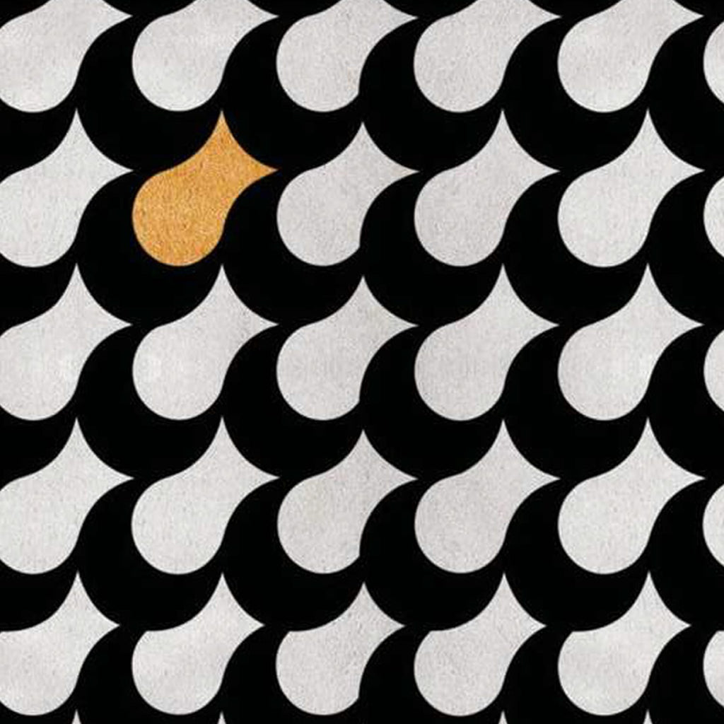 Hand-Tufted Black & White Modern Pattern Wool Rug with Gold Accent – Luxury Designer Carpet by Room Rituals | Living Room & Lounge Rug