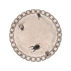 Hand-Tufted Beige Round Wool Rug with Artistic Beetle Motifs – Luxury Designer Statement Carpet by Room Rituals | Living Room & Lounge Rug