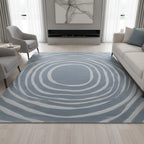 Hand-Tufted Dusty Blue Wave Pattern Wool Rug – Luxury Modern Minimal Carpet by Room Rituals | Living Room & Bedroom Rug