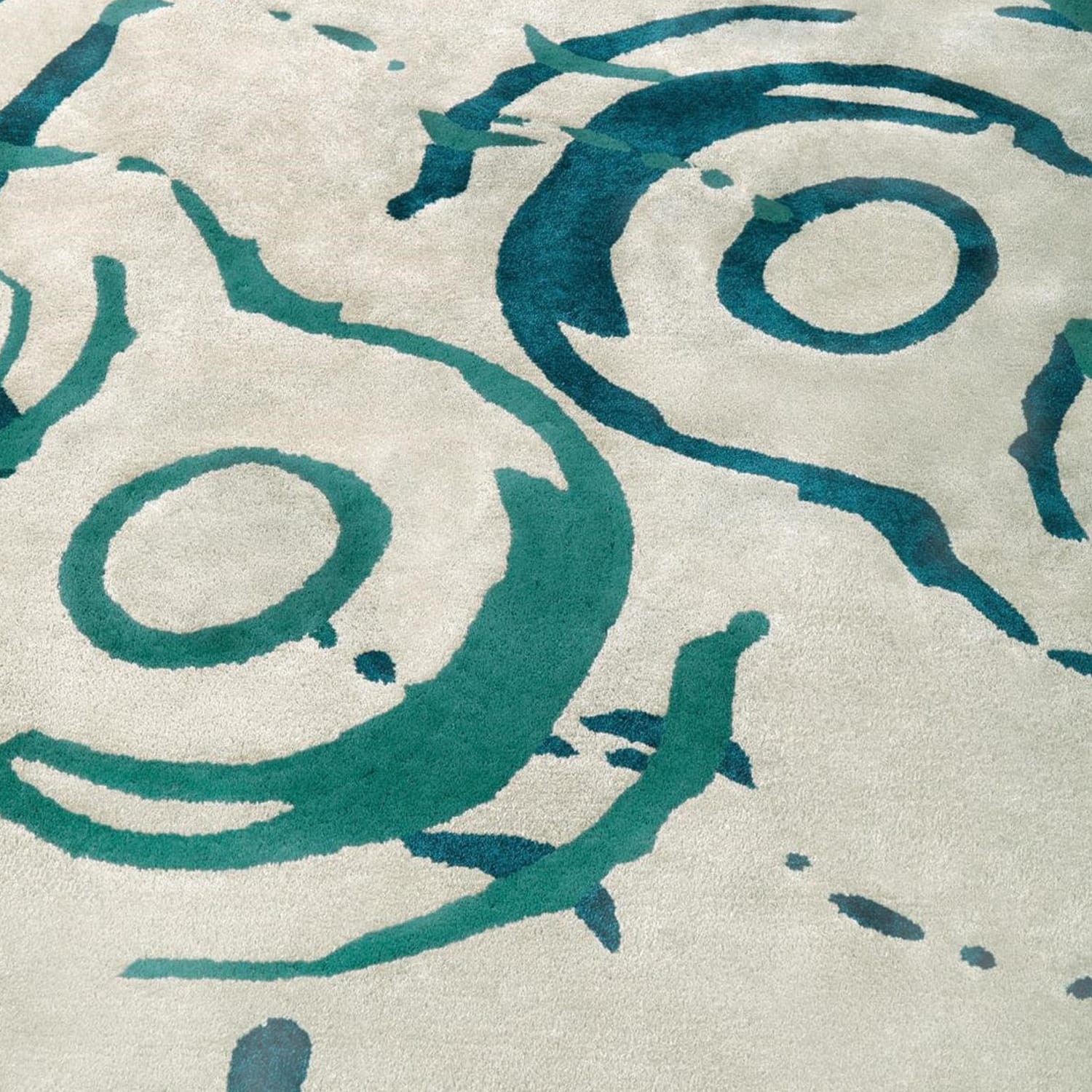 Hand-Tufted Abstract Teal Brushstroke Wool Rug – Artistic Modern Designer Carpet by Room Rituals | Living Room & Studio Rug