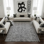 Hand-Tufted Black & White Textured Line Wool Rug – Luxury Modern Minimal Carpet by Room Rituals | Living Room & Bedroom Rug