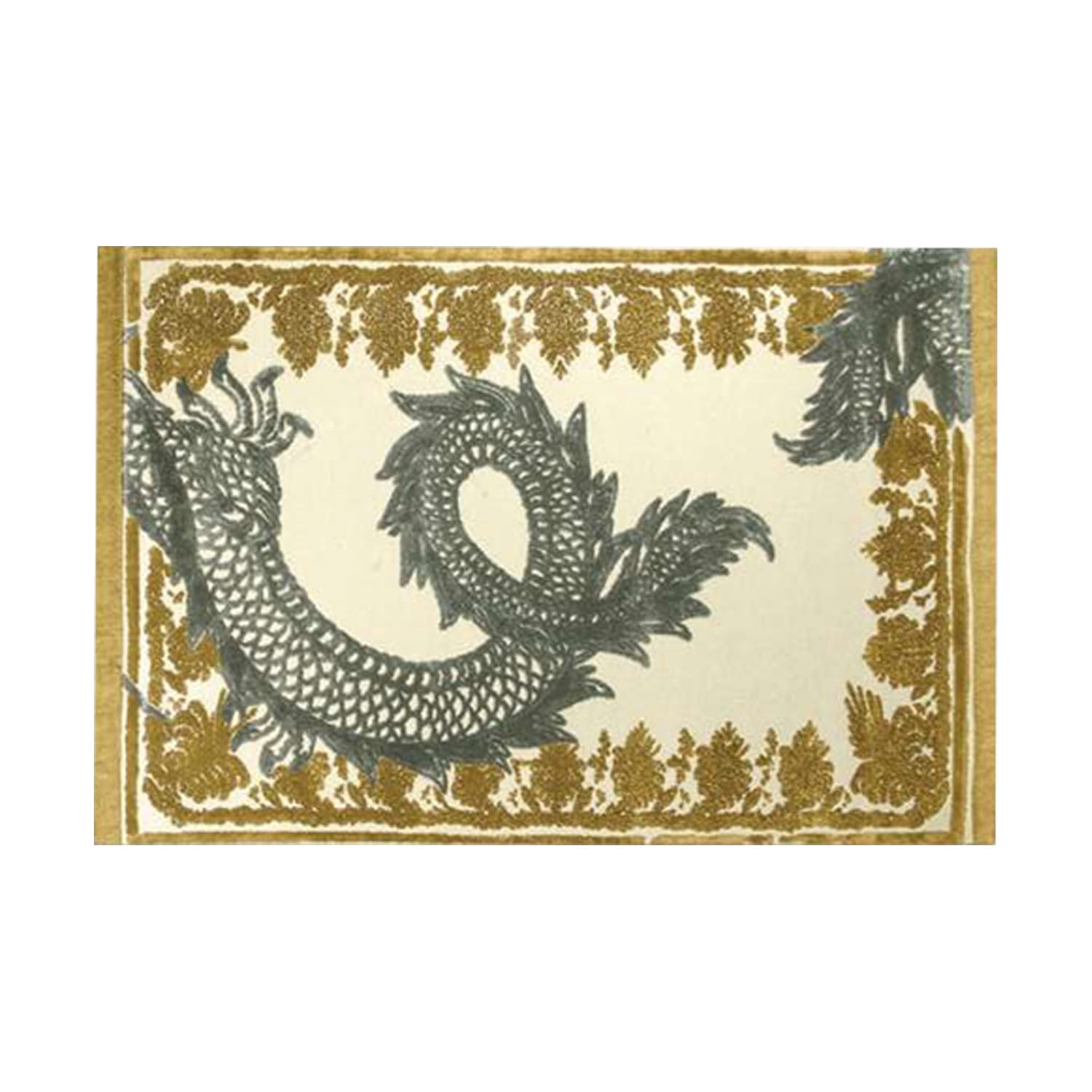 Hand-Tufted Antique Gold & Charcoal Dragon Wool Rug – Luxury Artistic Heritage Carpet by Room Rituals | Living Room & Lounge Rug