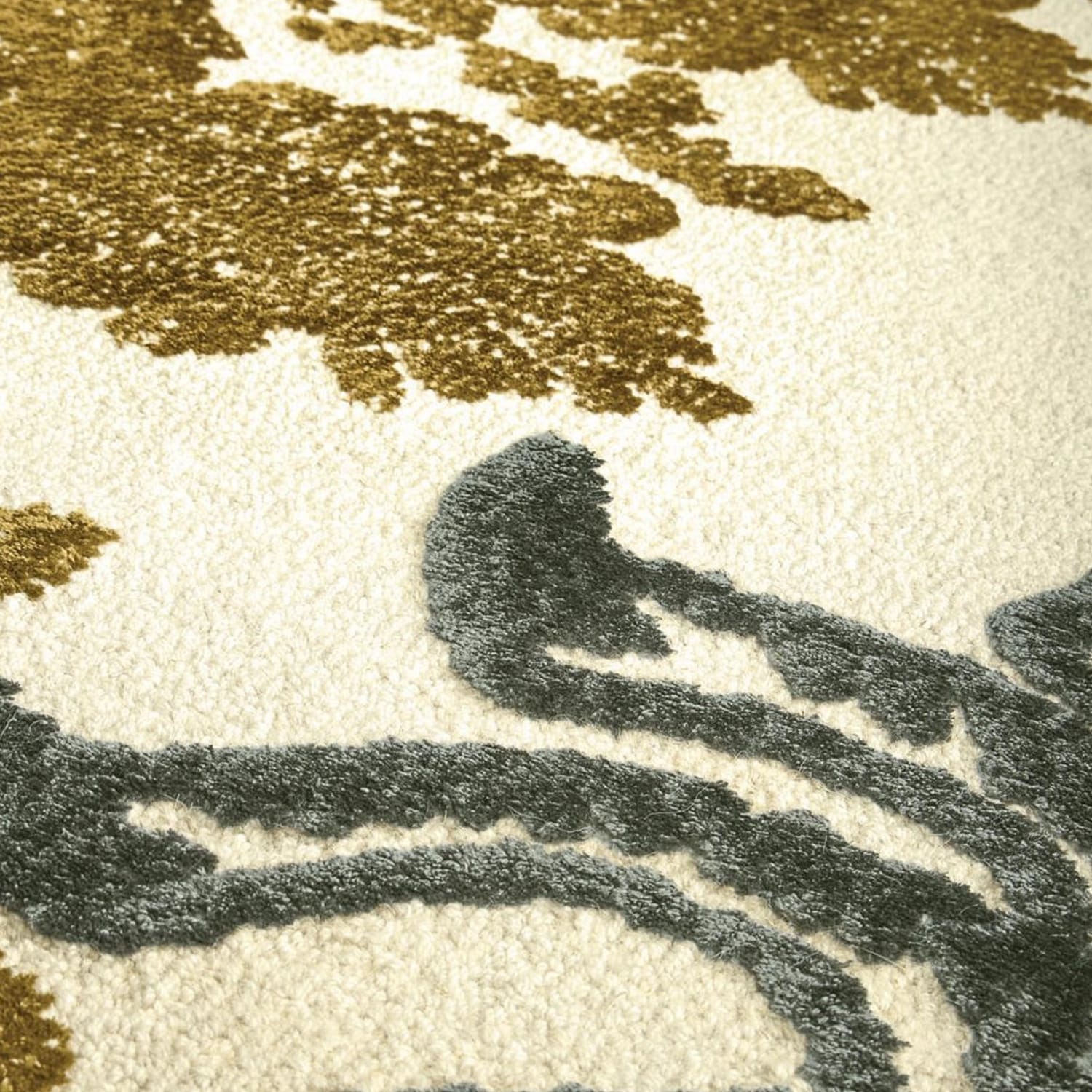 Hand-Tufted Antique Gold & Charcoal Dragon Wool Rug – Luxury Artistic Heritage Carpet by Room Rituals | Living Room & Lounge Rug