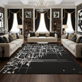 Black & White Abstract Calligraphy Art Rug – Luxury Hand-Tufted Wool Carpet | Modern Minimalist Statement Rug | Room Rituals