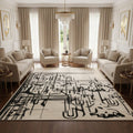 Cream & Black Abstract Calligraphy Art Rug – Hand-Tufted Wool Carpet | Modern Minimalist Designer Floor Rug | Room Rituals