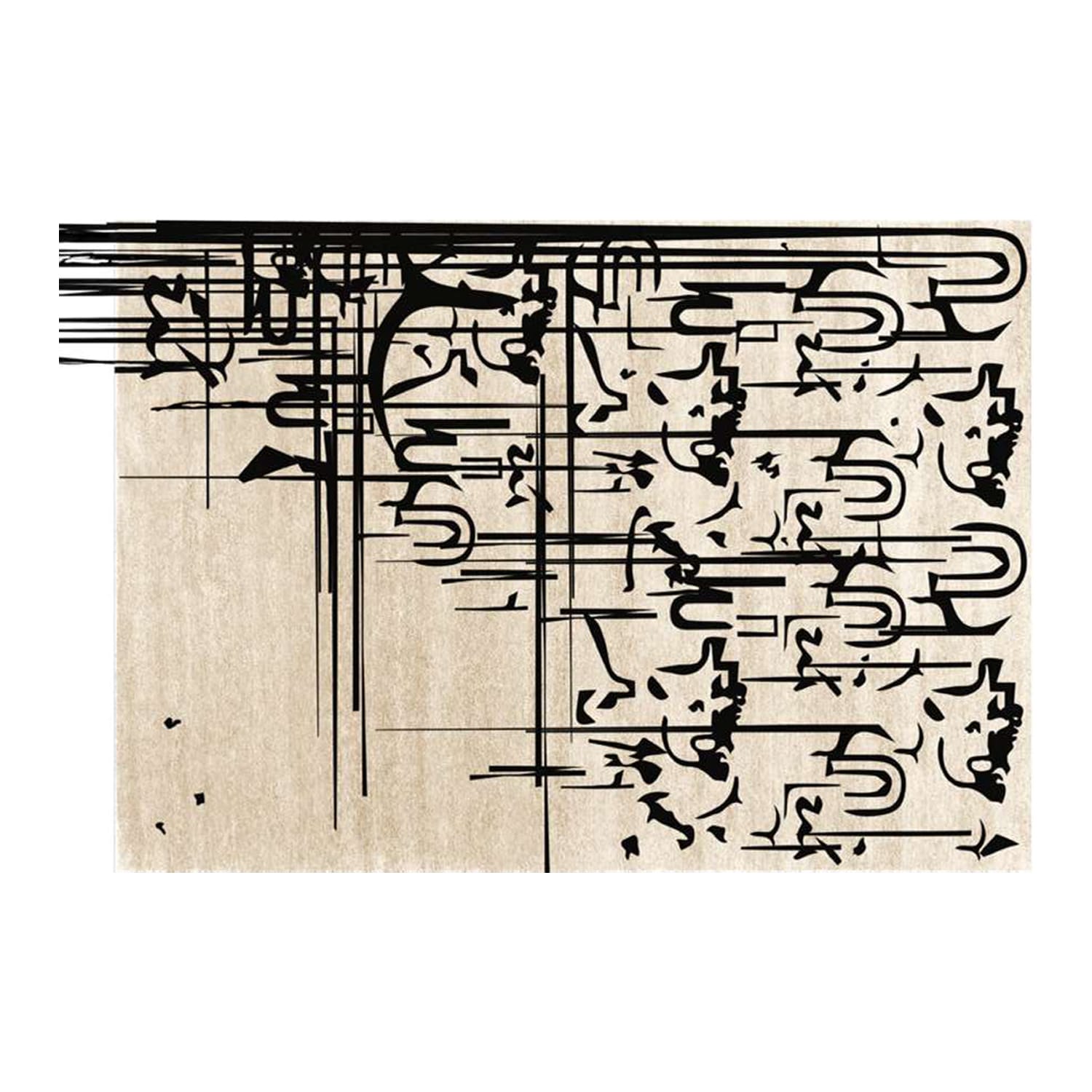 Cream & Black Abstract Calligraphy Art Rug – Hand-Tufted Wool Carpet | Modern Minimalist Designer Floor Rug | Room Rituals
