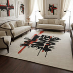 Urban Graffiti Art Rug with Orange Brush Strokes – Hand-Tufted Wool Carpet | Modern Street-Style Designer Rug | Room Rituals