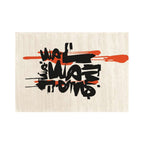 Urban Graffiti Art Rug with Orange Brush Strokes – Hand-Tufted Wool Carpet | Modern Street-Style Designer Rug | Room Rituals