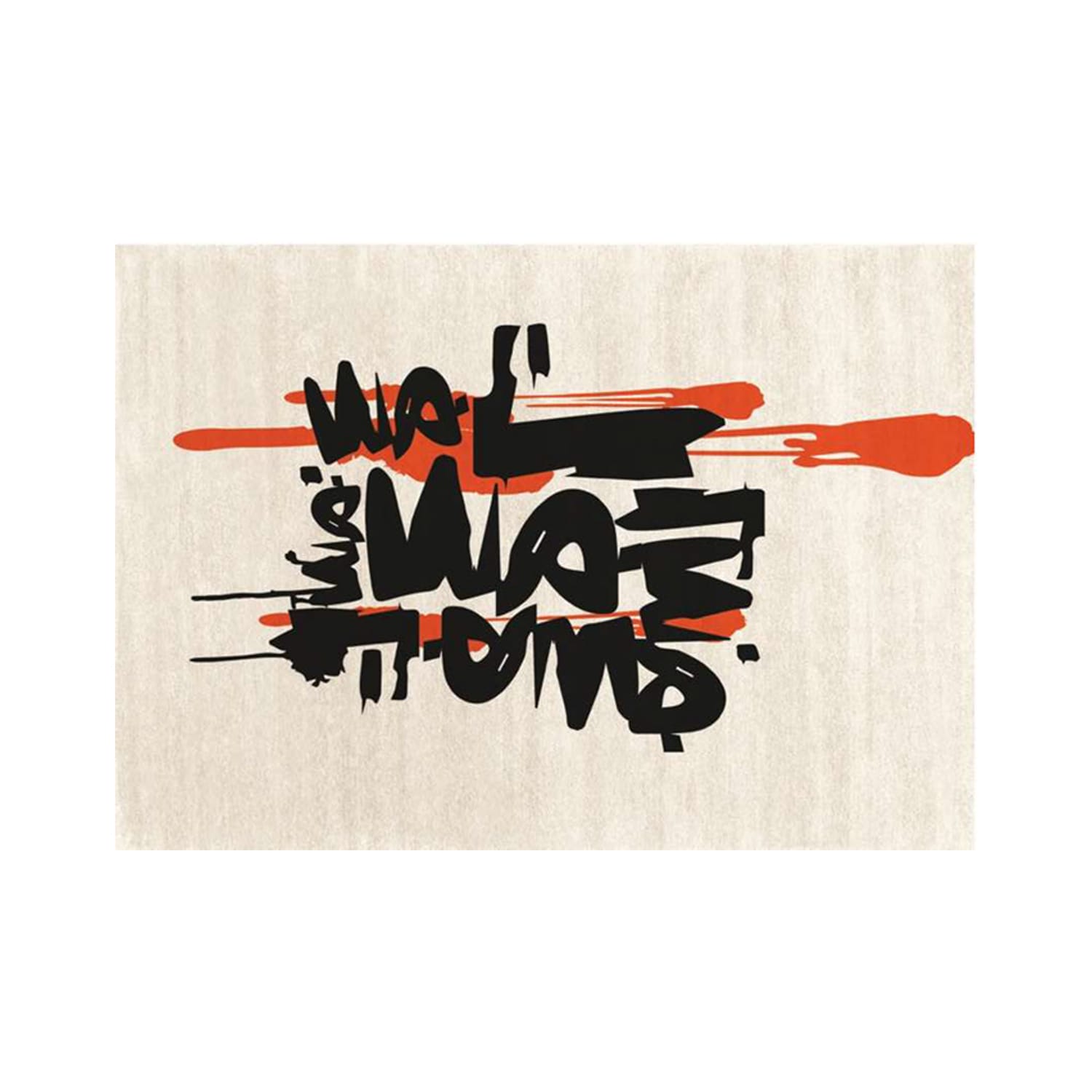 Urban Graffiti Art Rug with Orange Brush Strokes – Hand-Tufted Wool Carpet | Modern Street-Style Designer Rug | Room Rituals