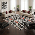 Abstract Graffiti Calligraphy Rug with Orange Brush Accents – Hand-Tufted Wool Designer Carpet | Modern Street-Art Style | Room Rituals