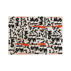 Abstract Graffiti Calligraphy Rug with Orange Brush Accents – Hand-Tufted Wool Designer Carpet | Modern Street-Art Style | Room Rituals