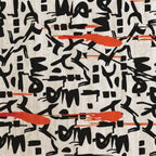 Abstract Graffiti Calligraphy Rug with Orange Brush Accents – Hand-Tufted Wool Designer Carpet | Modern Street-Art Style | Room Rituals