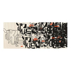 Layered Calligraphy Abstract Rug in Cream, Black & Orange – Hand-Tufted Wool Contemporary Art Carpet | Modern Design Statement | Room Rituals