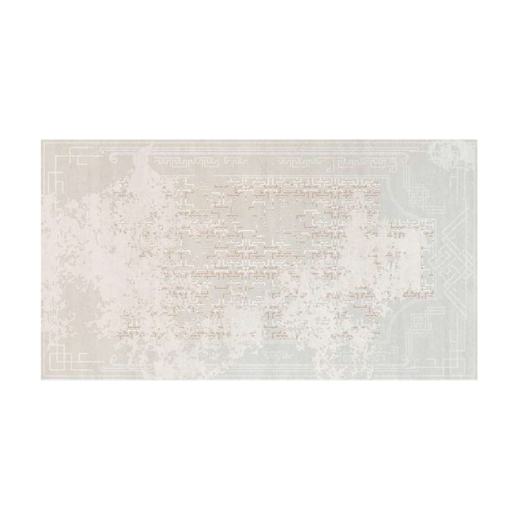 Ivory Distressed Mosaic Pattern Rug – Hand-Tufted Wool Luxury Carpet | Minimal Modern Living Room Rug | Room Rituals