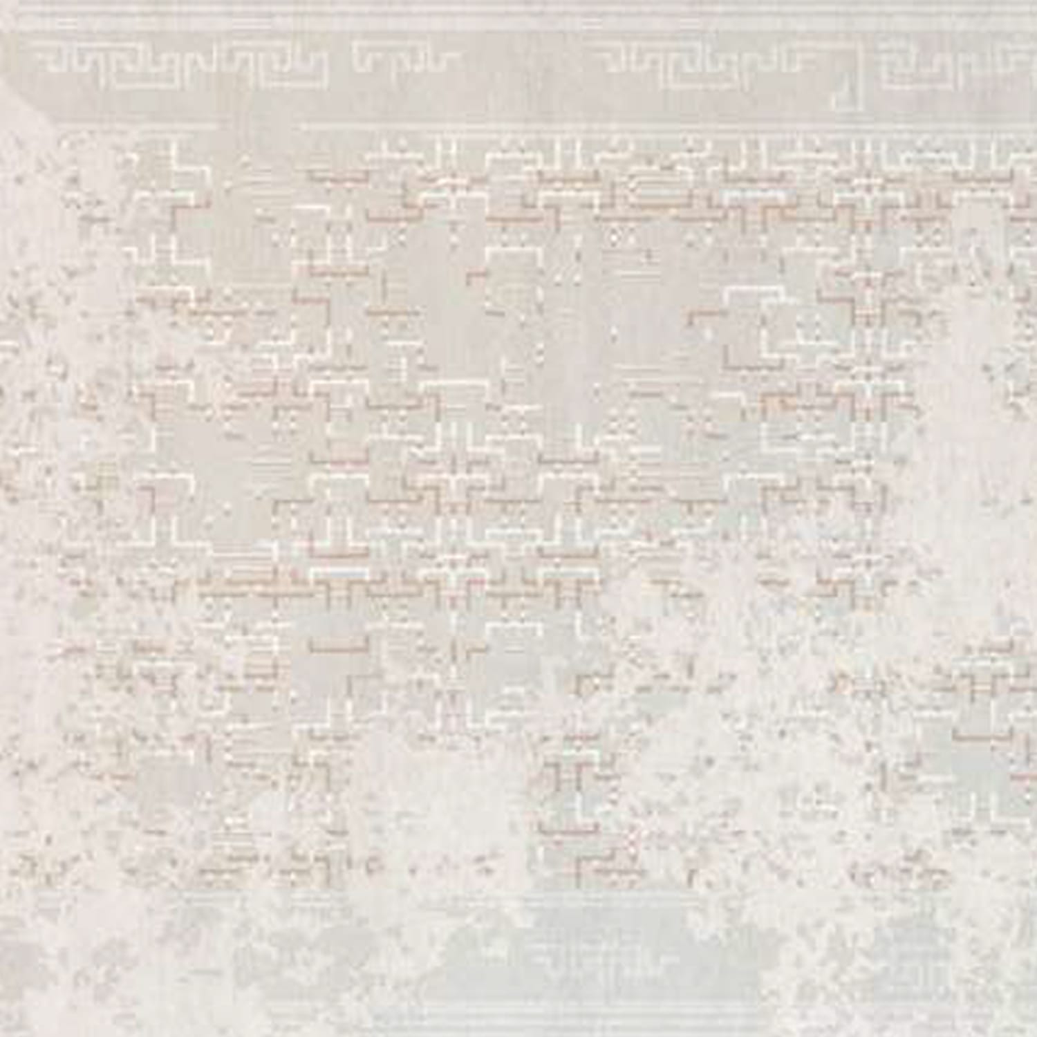 Ivory Distressed Mosaic Pattern Rug – Hand-Tufted Wool Luxury Carpet | Minimal Modern Living Room Rug | Room Rituals