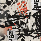 Grunge Graffiti Collage Rug in Cream, Black & Orange – Hand-Tufted Wool Urban Contemporary Carpet | Room Rituals