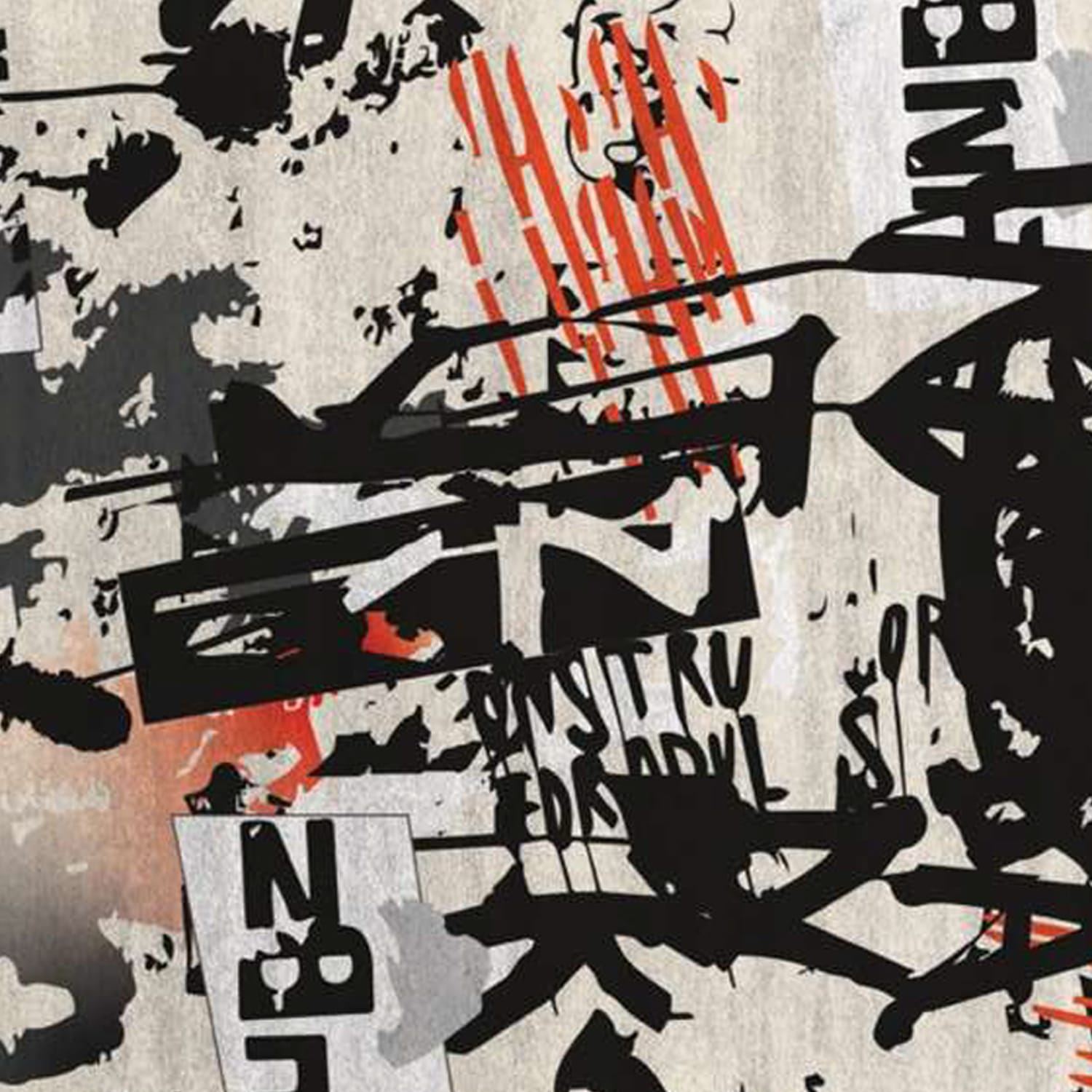 Grunge Graffiti Collage Rug in Cream, Black & Orange – Hand-Tufted Wool Urban Contemporary Carpet | Room Rituals