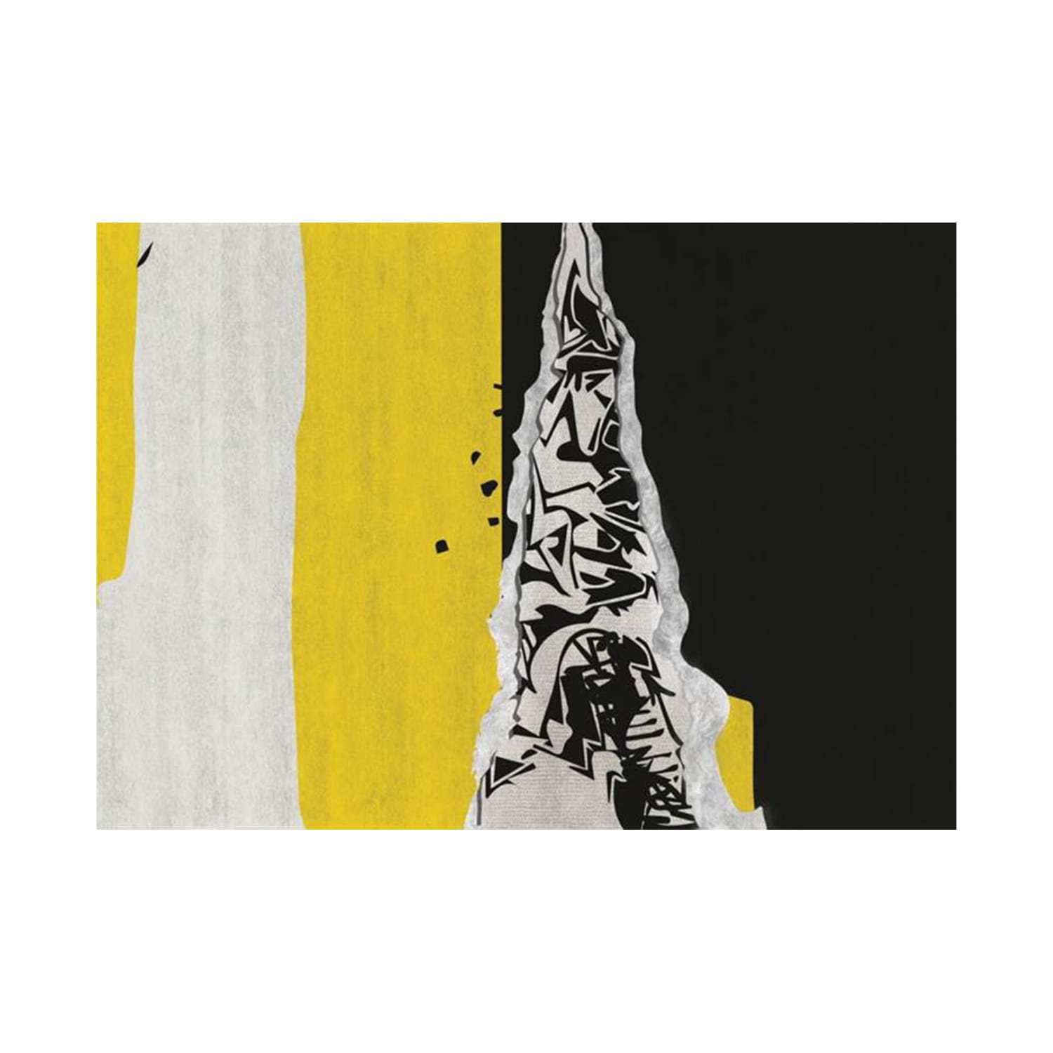 Torn Wall Graffiti Rug in Yellow, Black & White – Hand-Tufted Wool Modern Urban Carpet | Room Rituals