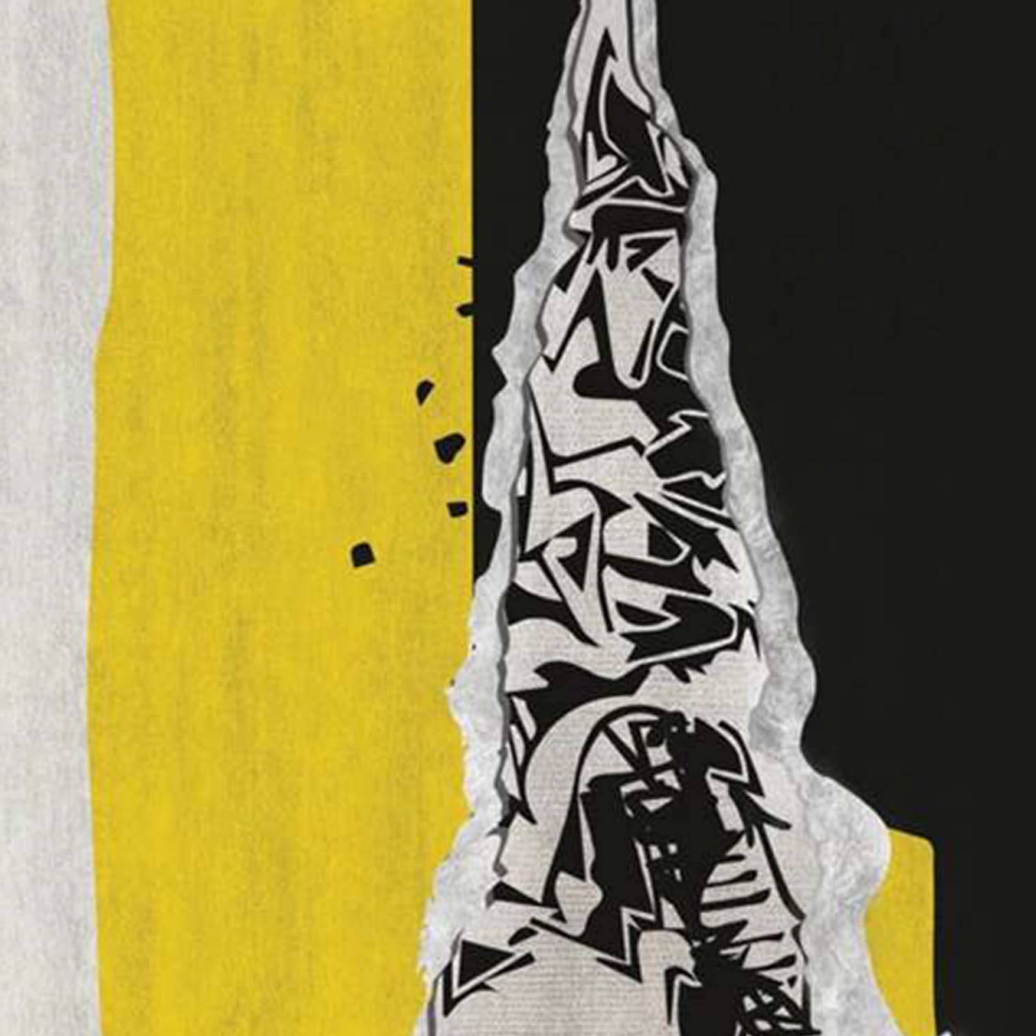 Torn Wall Graffiti Rug in Yellow, Black & White – Hand-Tufted Wool Modern Urban Carpet | Room Rituals