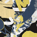 Urban Collage Graffiti Rug in Navy, Yellow & Black – Hand-Tufted Modern Art Carpet | Room Rituals